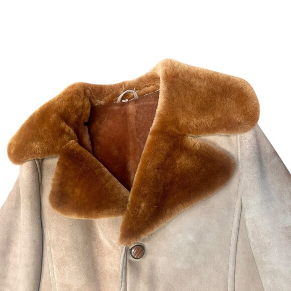 Vintage Men's Beige Sheepskin Coat - Picture 4 of 5